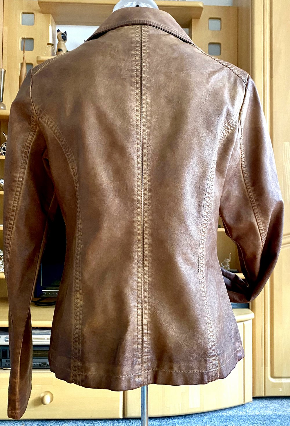 NEU Damen Jacke EDEL Leder-Look verwaschener Optik Gr.40 in Cognac braun P.179,90€ 