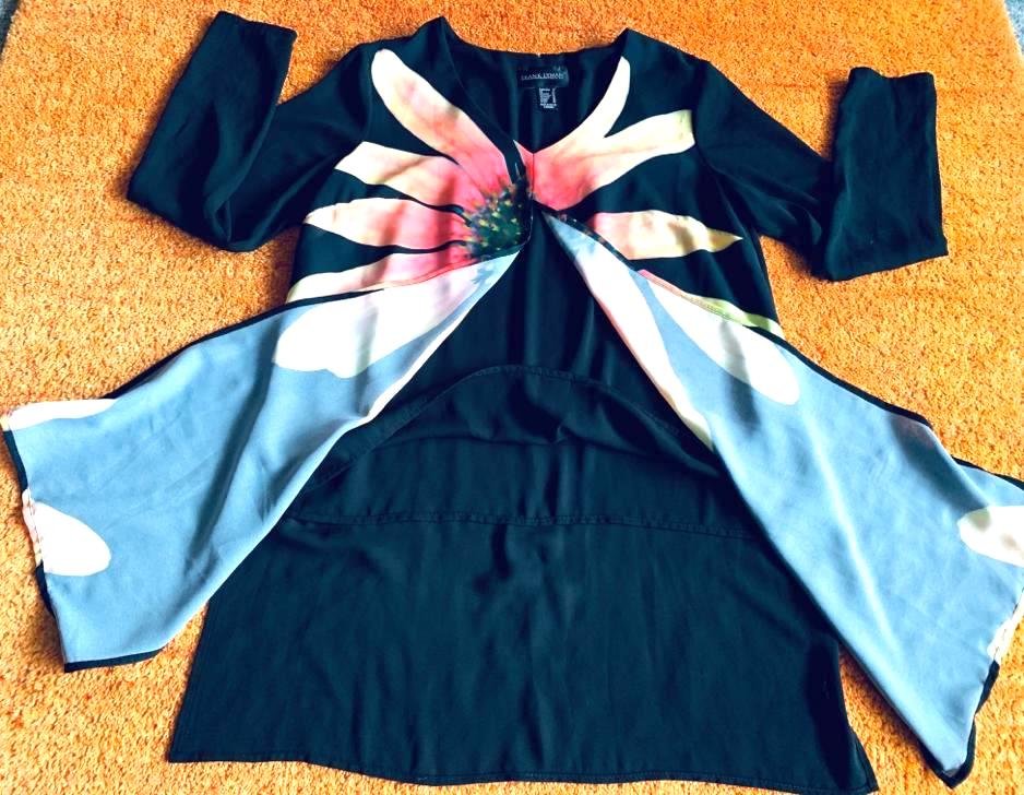 Damen Tunika Bluse Long Gr.38 in Schwarz gemustert P.228€ 
