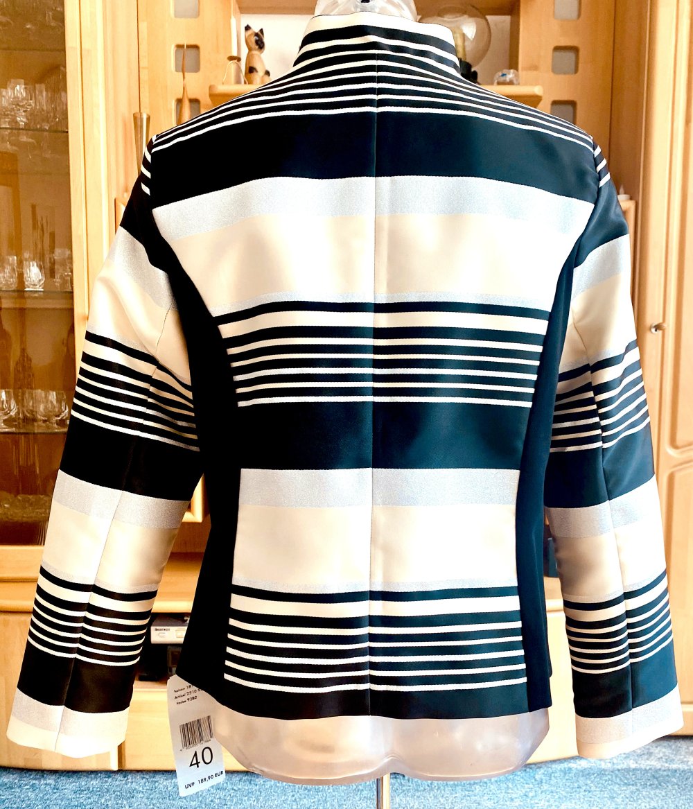 NEU Damen Blazer Jacke Gr.40 von select by Hermann Lange Eleganz in Schwarz/Creme/Silber P.189,90 €
