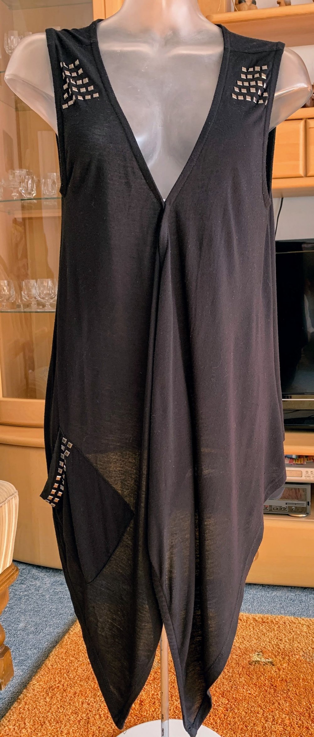 Damen Poncho Überwurf Zipfelig Gr.S in Schwarz von Boule 