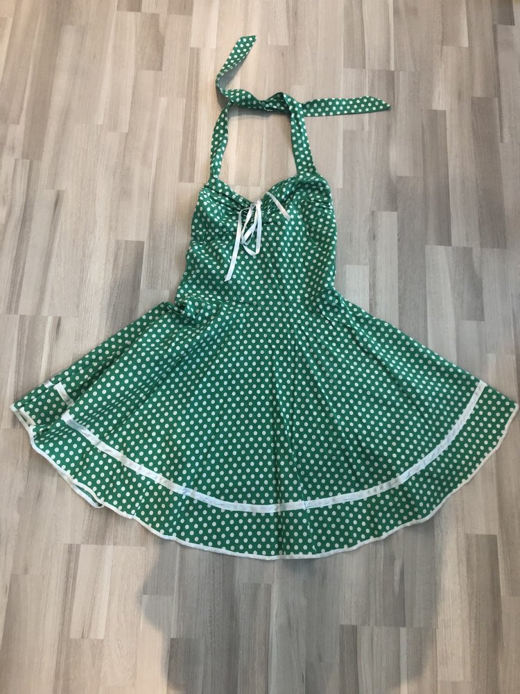 50er Jahre Kleid - Größe 38-40 - weiß-grün gepunktet - TOP!