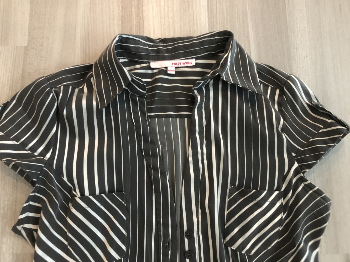 Grau-weiß gestreifte Bluse von Tally Weijl - Größe M