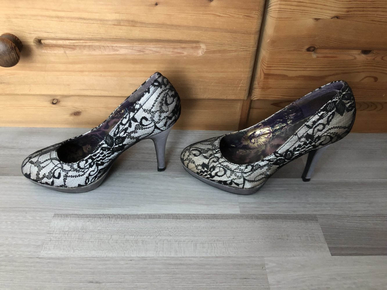 Grau-schwarze High Heels - Größe 38 - TOP! Selten getragen!