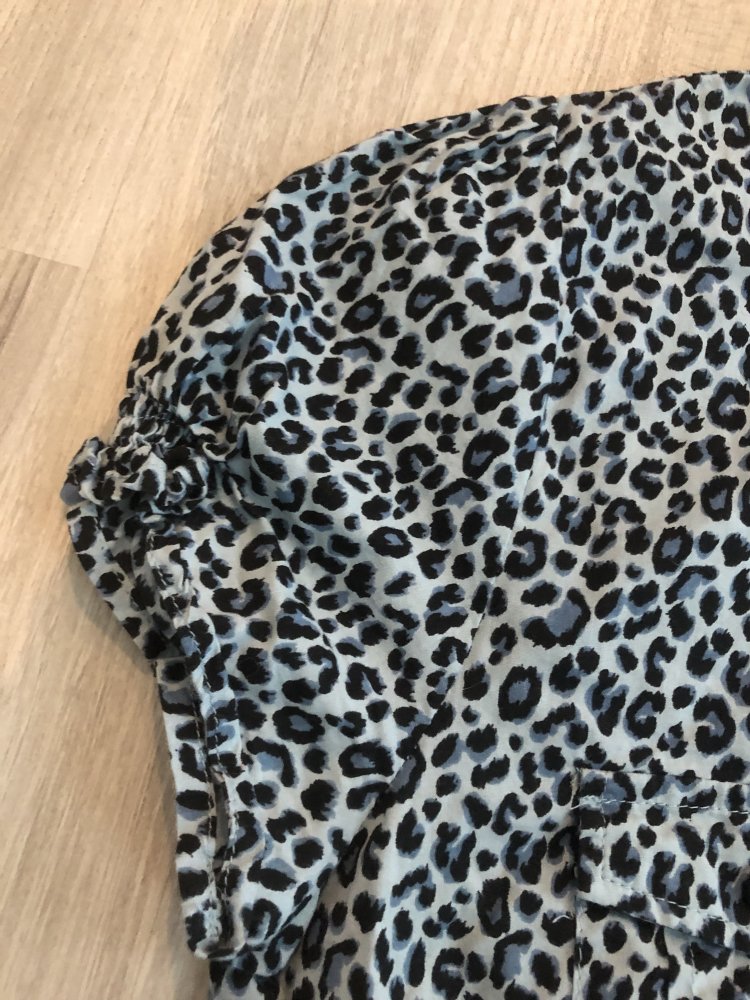 Blau-schwarze Bluse - Leopardenmuster - Größe 36 - TOP-Zustand