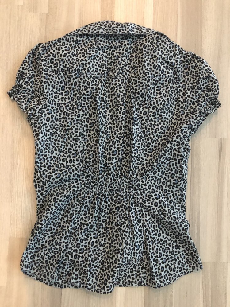 Blau-schwarze Bluse - Leopardenmuster - Größe 36 - TOP-Zustand