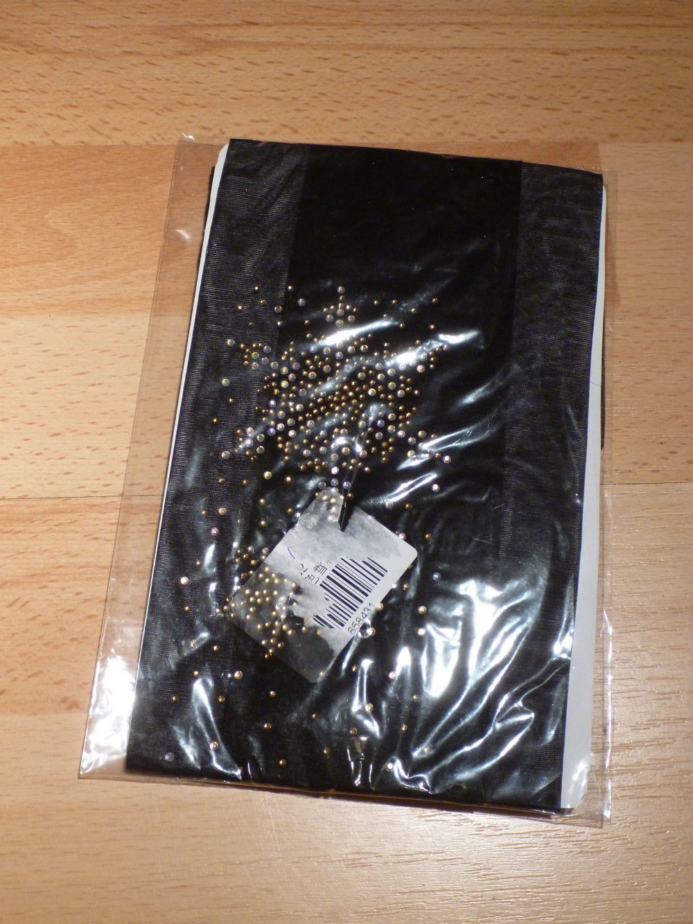 schwarze Feinstrumpfhose mit Strasssteinen, neu