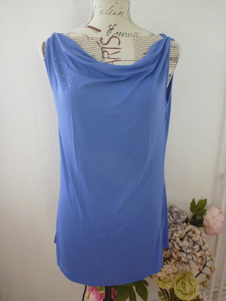 blaues T-Shirt mit Strasssteinen Gr. 38