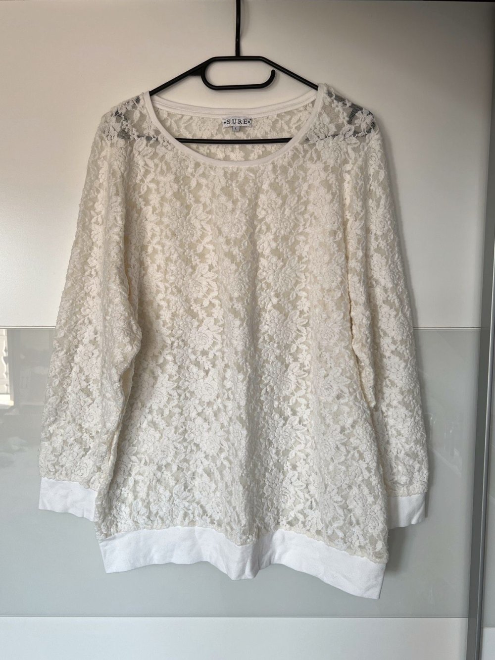 Sure Vintage Damen Langarmshirt Gr. L Blumenmuster Retro Oberteil