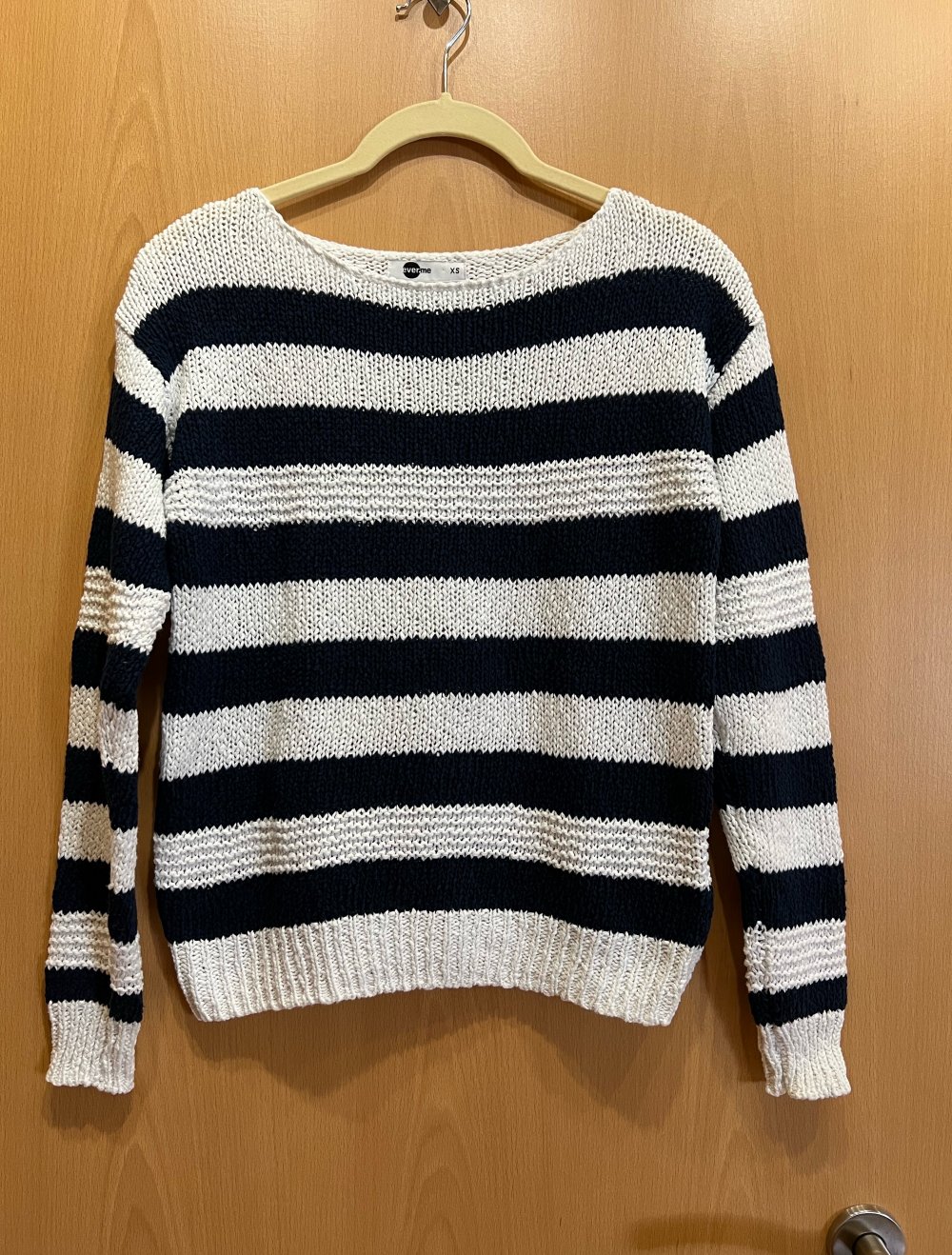 Strickpullover weiß dunkelblau gestreift