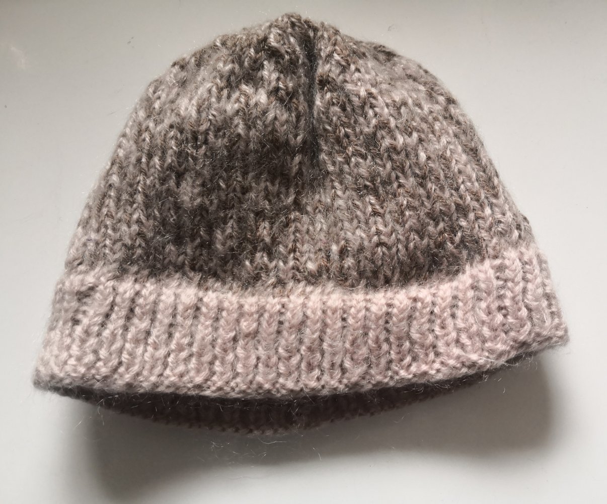 Strickmütze, braun-rosé, handmade
