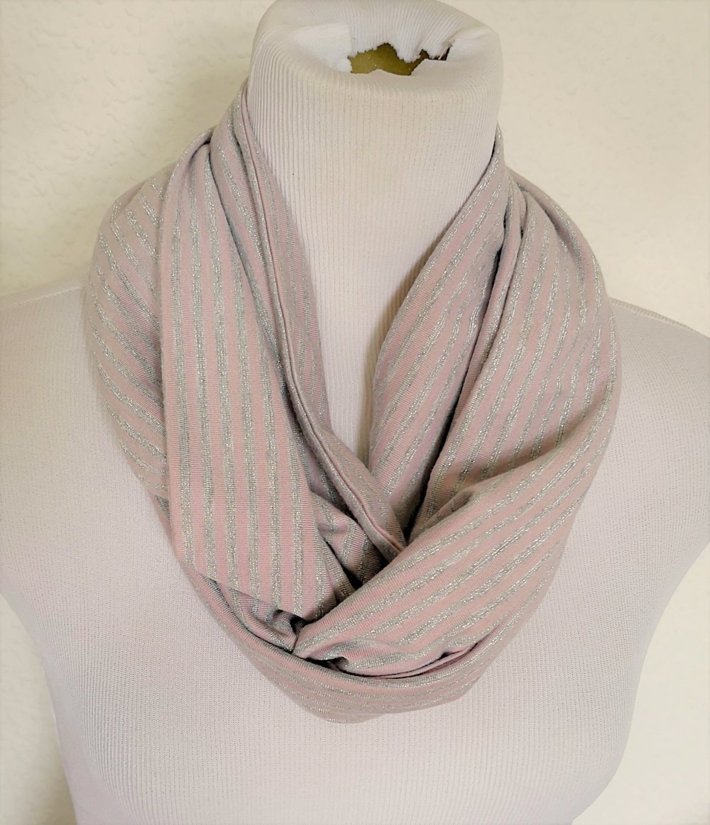 leichter Loopschal, silber-rosé