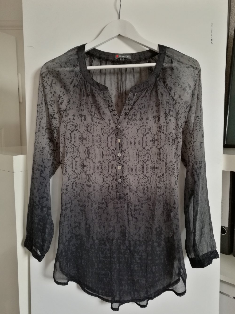 Tunika-Bluse von Street One, Gr. S, Schwarz/Grau