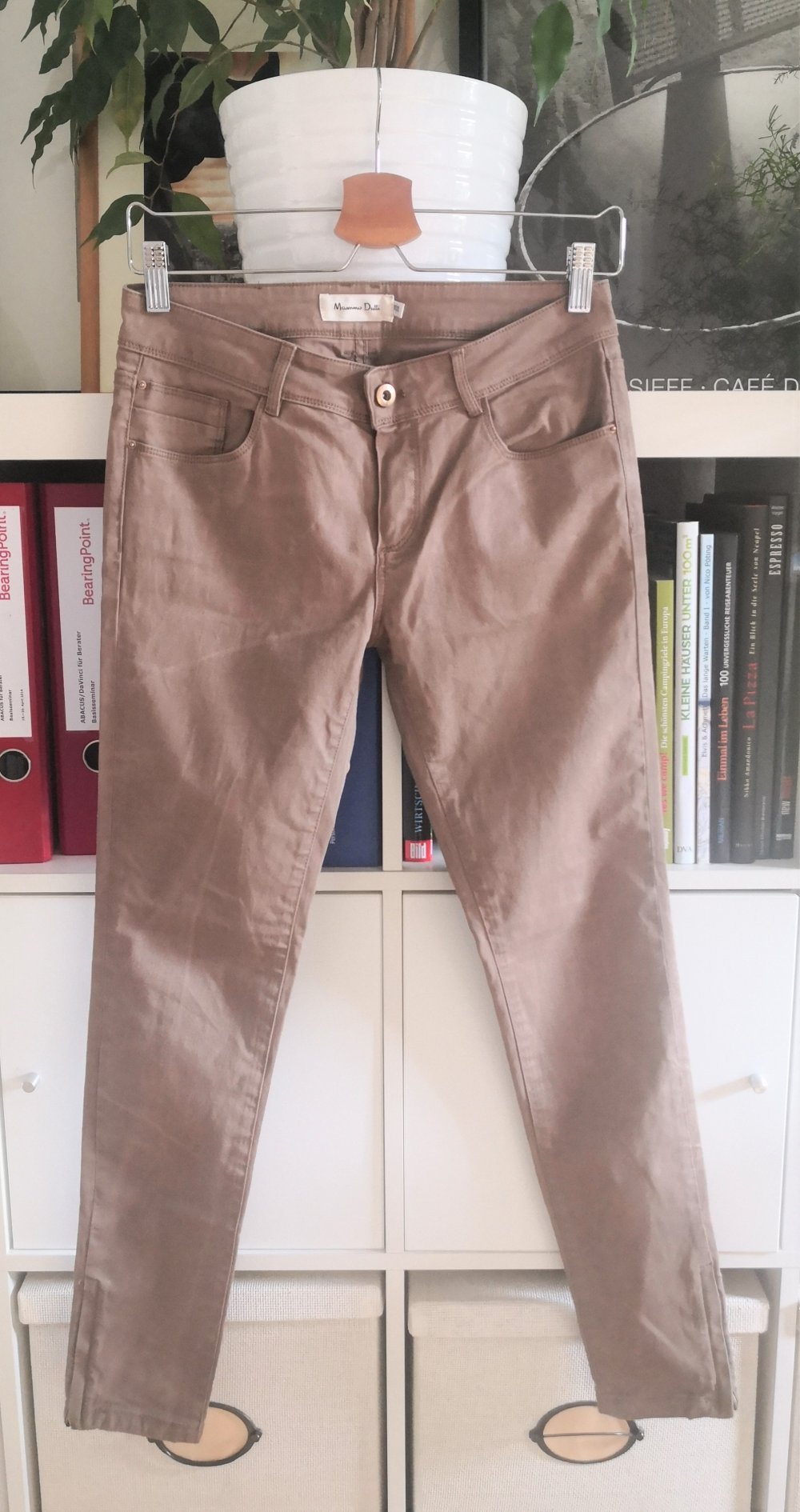 beige-braune Skinny Jeans von Massimo Dutti, Gr. 34 (W27/L32)