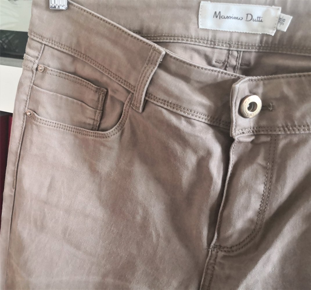 beige-braune Skinny Jeans von Massimo Dutti, Gr. 34 (W27/L32)
