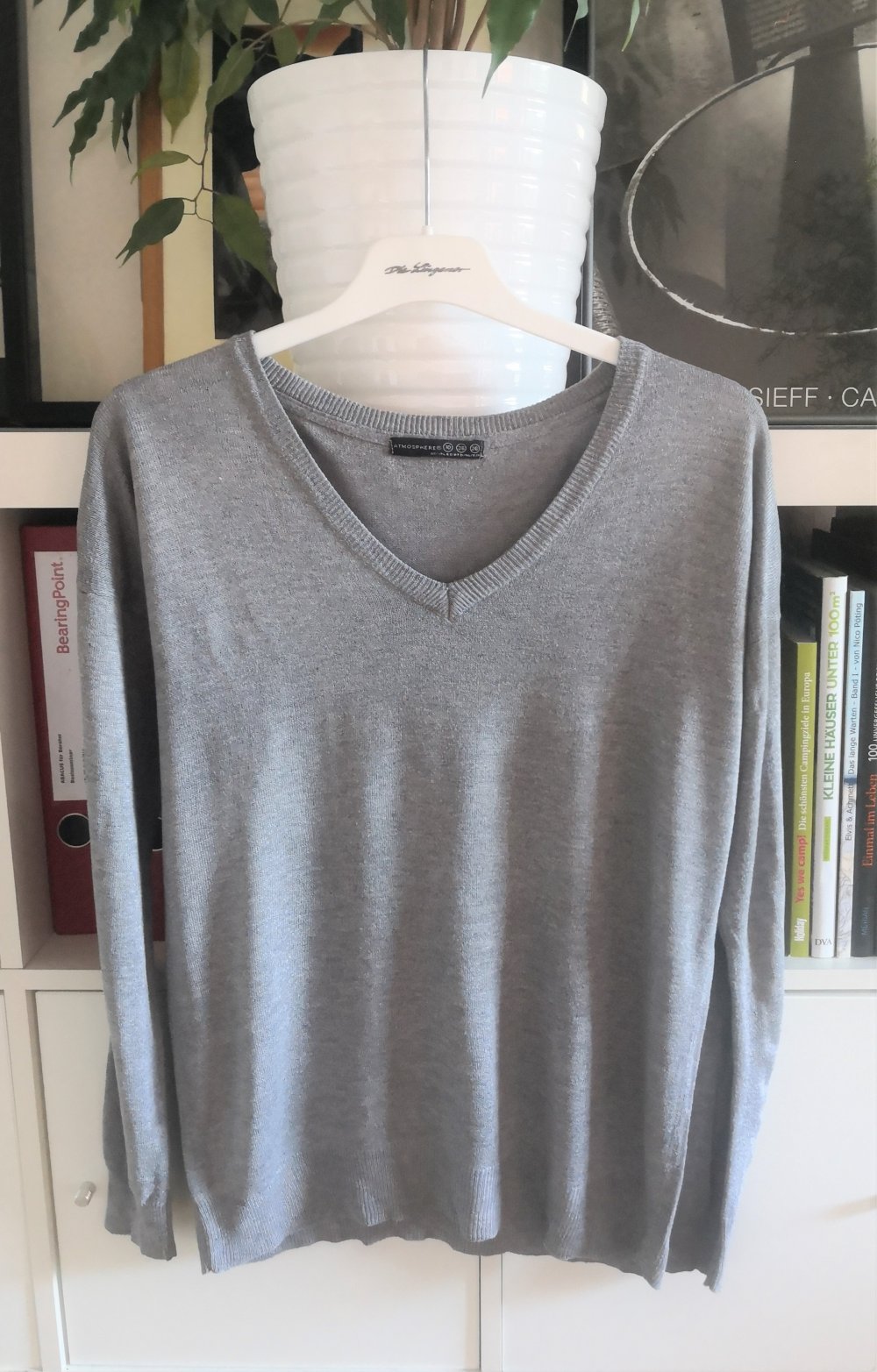 grauer V-Pullover von Primark, Gr. 36