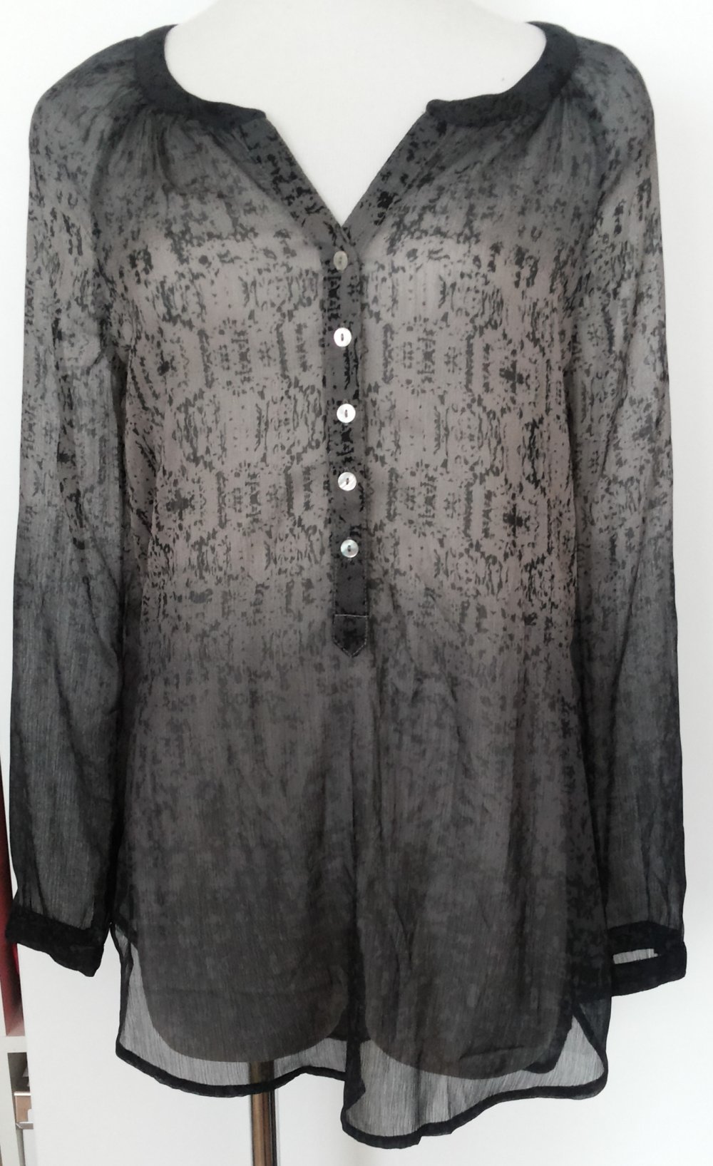 Tunika-Bluse von Street One, Gr. S, Schwarz/Grau
