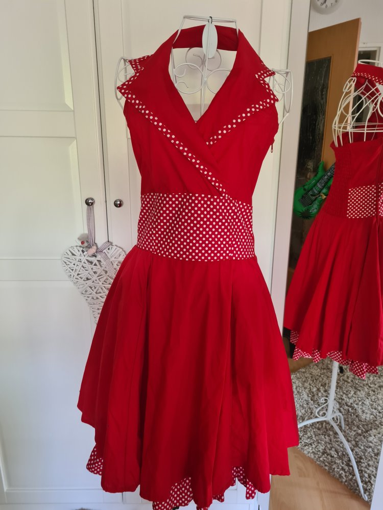 Kleid rot/weiß 38