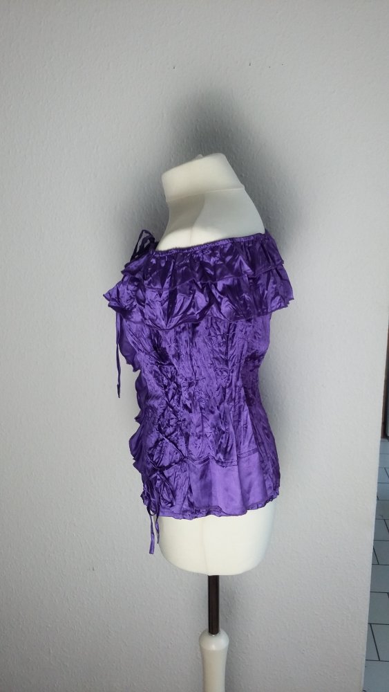 ausgefallene gecrashte Bluse Oberteil, lila, Cosplay, Gothic, M