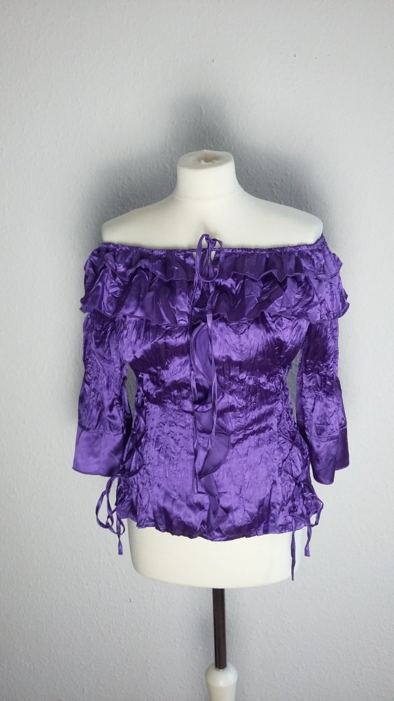 ausgefallene gecrashte Bluse Oberteil, lila, Cosplay, Gothic, M