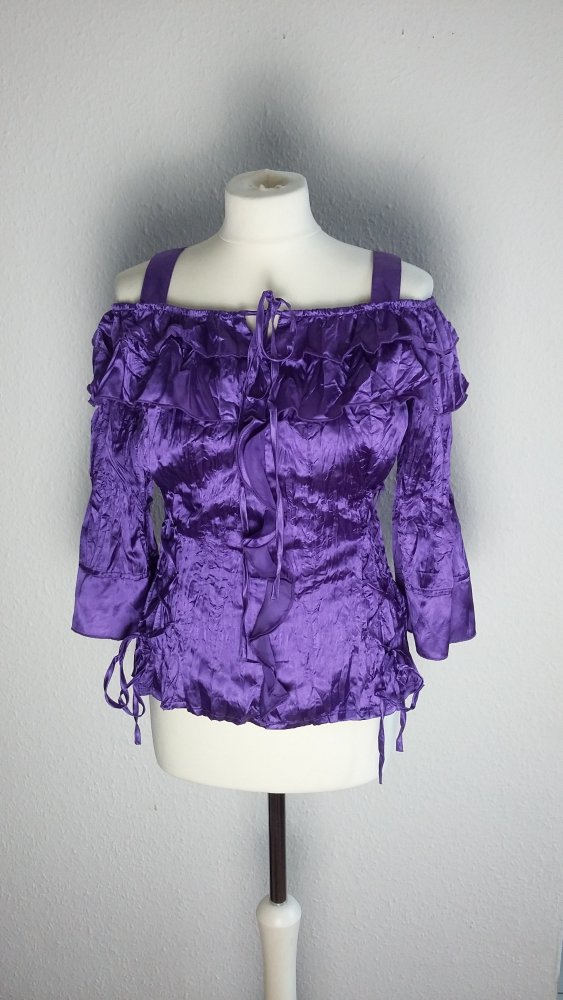 ausgefallene gecrashte Bluse Oberteil, lila, Cosplay, Gothic, M