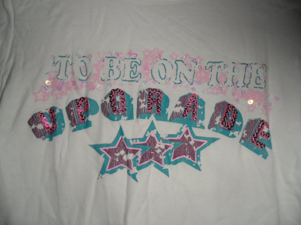 Weißes Shirt mit pinken Pailletten Gr. S