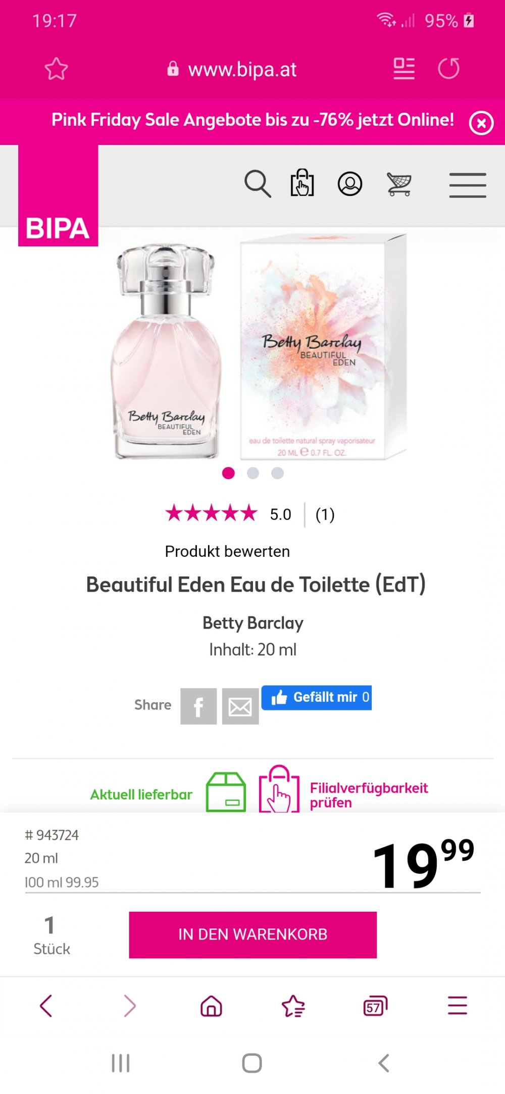 Eau de Toilette Betty Barclay Beautiful Eden,