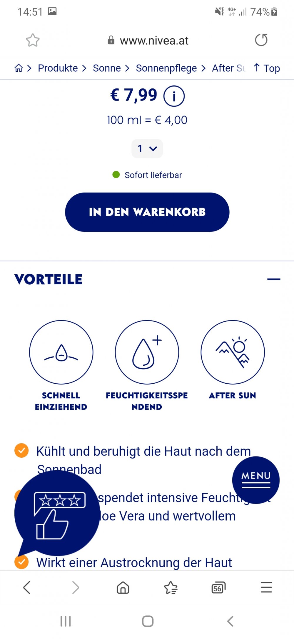 Neue Nivea Sun pflegende After Sun Lotion, 48 h Feuchtigkeit,