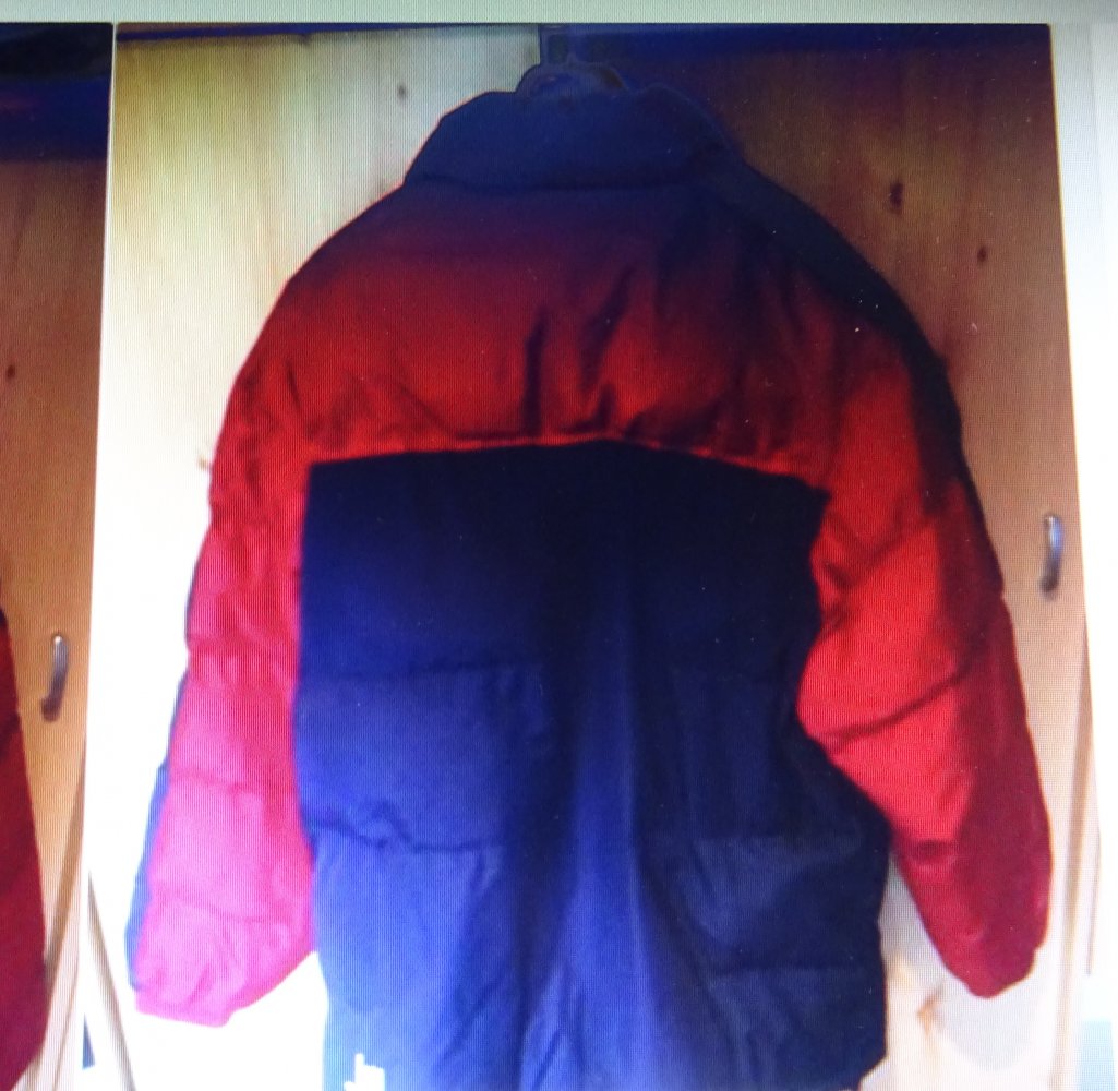 Herren Daunenjacke  rot/dunkelblau Gr. 58 von Manguun