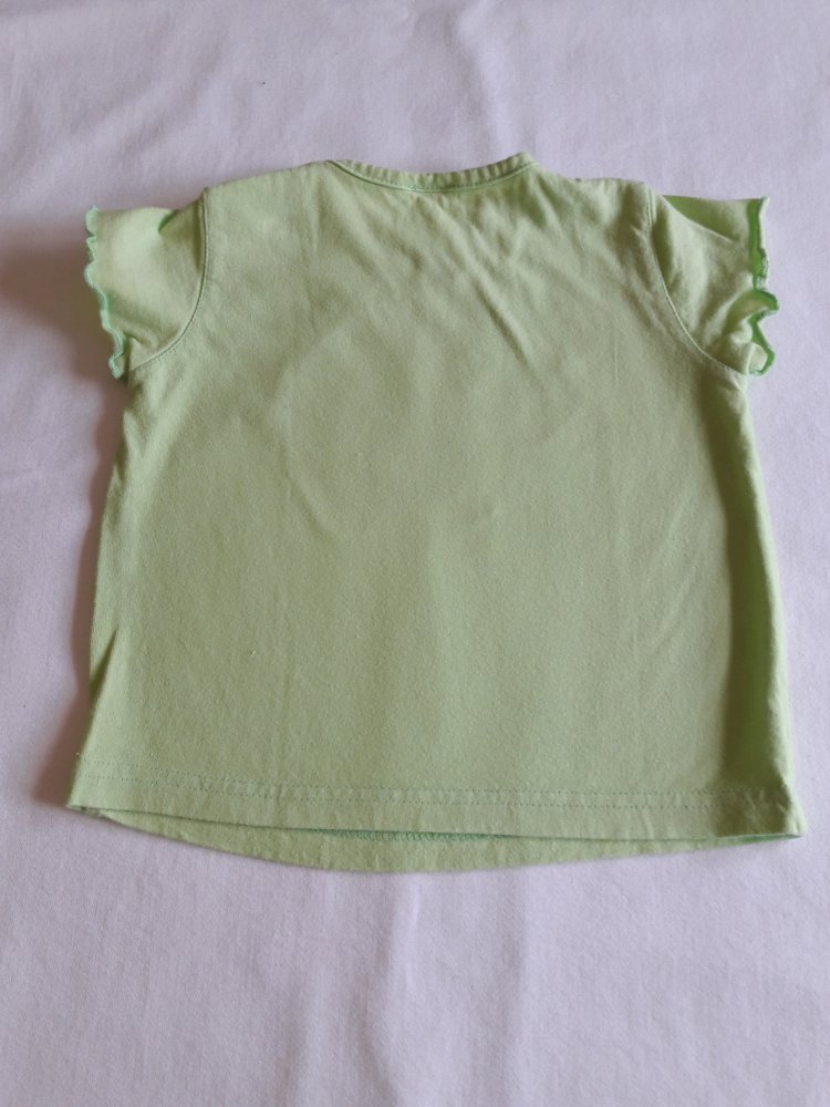 Set (Stoffhose + T-Shirt), hellgrün mit rosa Elefant bzw. grün/weiß kariert, Gr 80/86