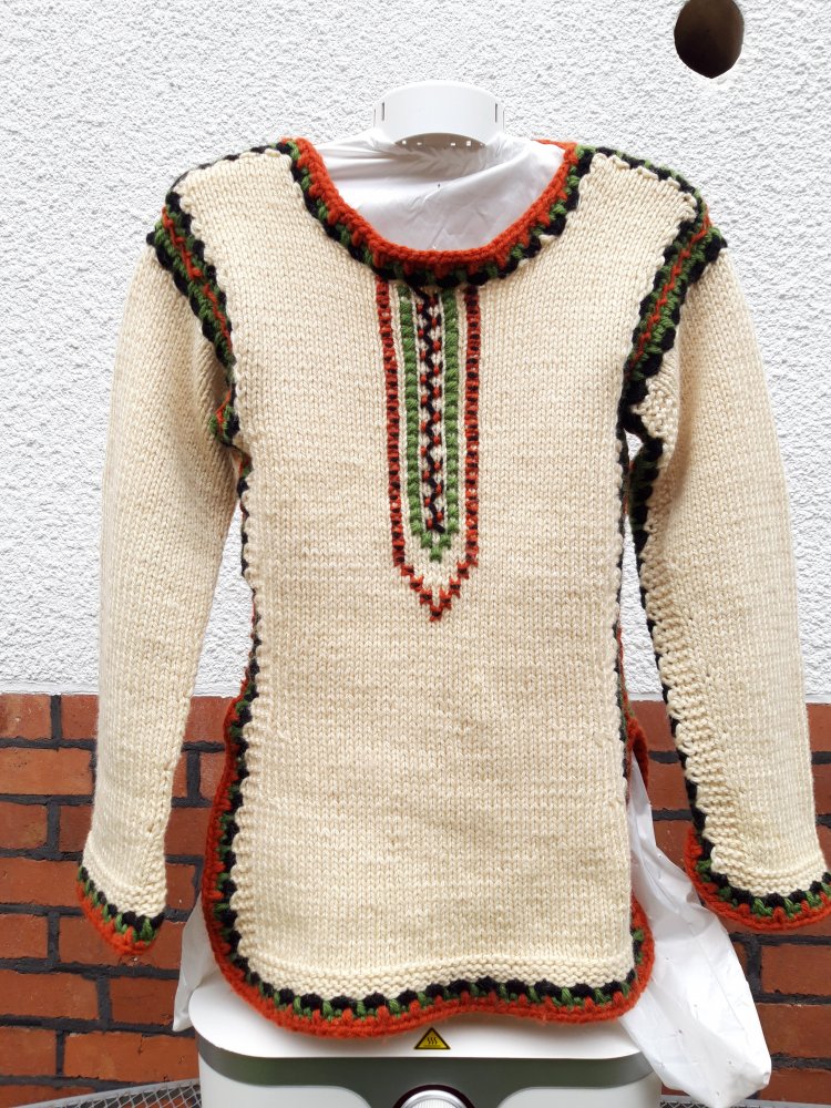 Winter Strickpulli Handmade Schurwolle Gr XS/S 