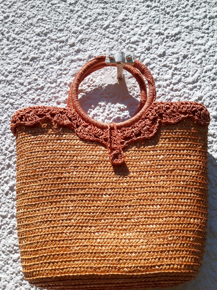 Vintage Stroh/Bast Tasche / Korb