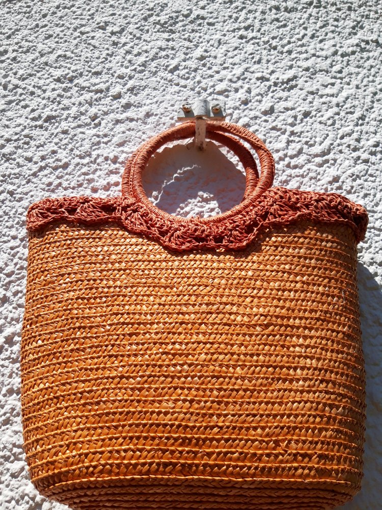 Vintage Stroh/Bast Tasche / Korb