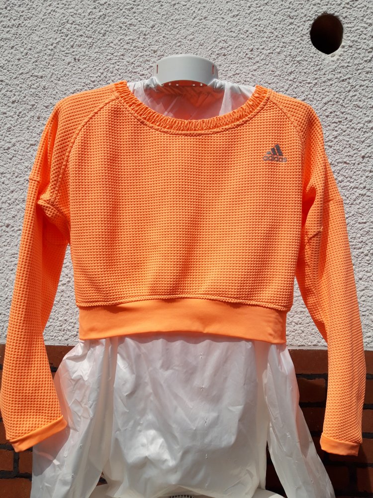 Adidas Running Neon Orange Cropped Sweater Gr S 