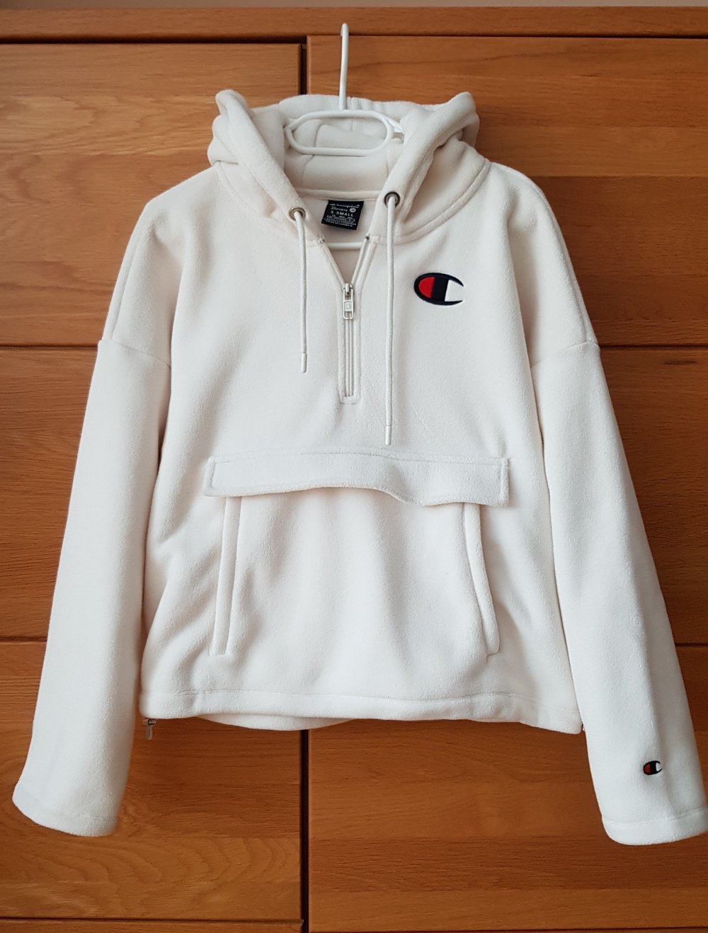 Champion  Fleece Jacke Hoodie Kapuzenhoodie Zipper oversized cremeweiß  weiß Gr.XS neu