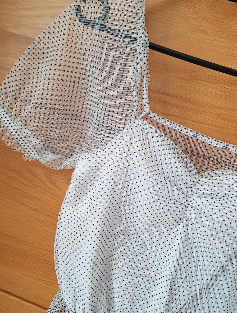 Weiße Mesh Cropbluse Croptop gepunktet Gr.XS