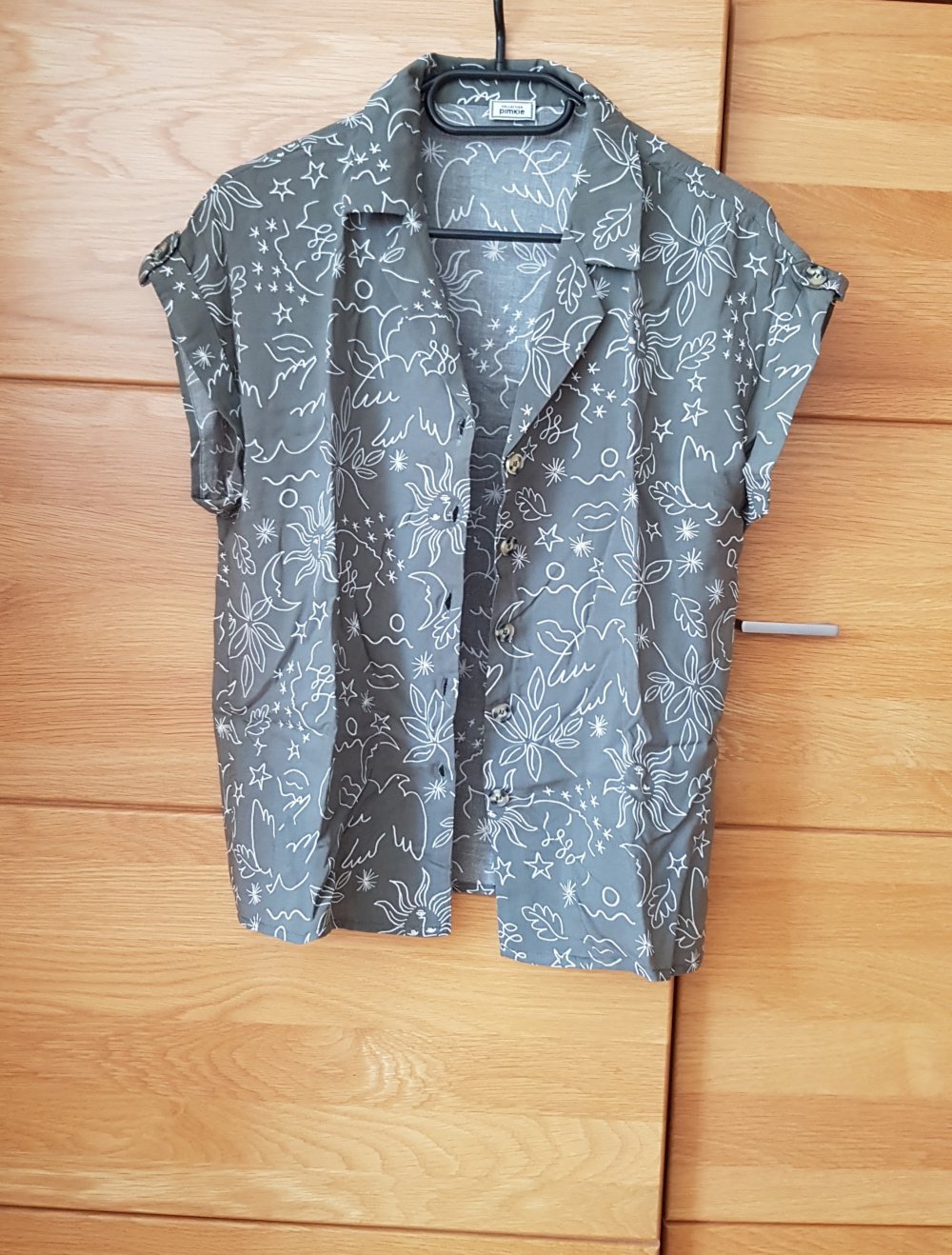 Sommerliche gemusterte  Bluse khakigrün Gr.S