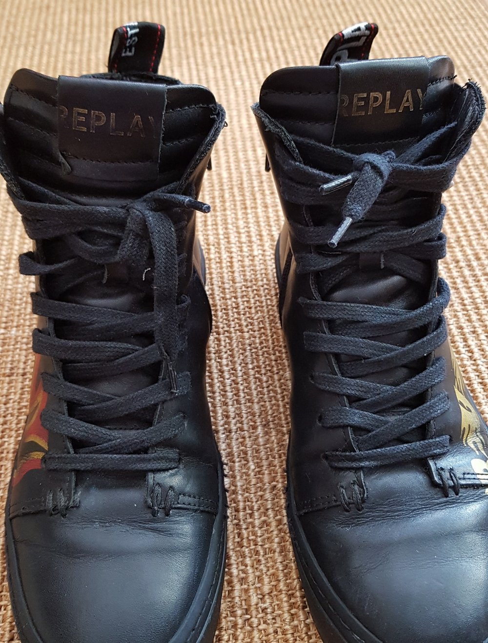 Replay einzigartige Stiefel Echtleder schwarz bunt Nieten Gr.38