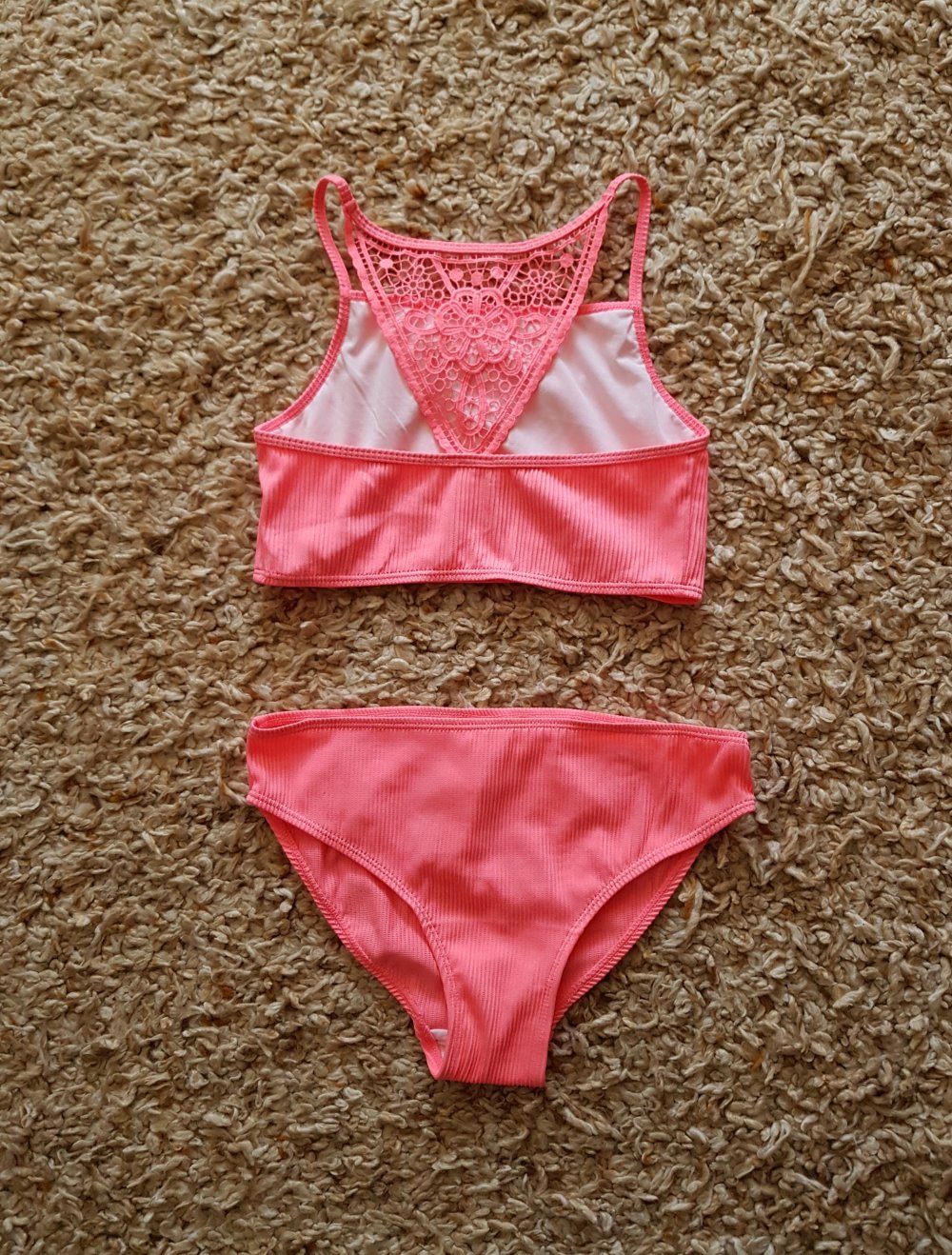 Neu! Mädchen Bikini pink korallenrot Gr.XS