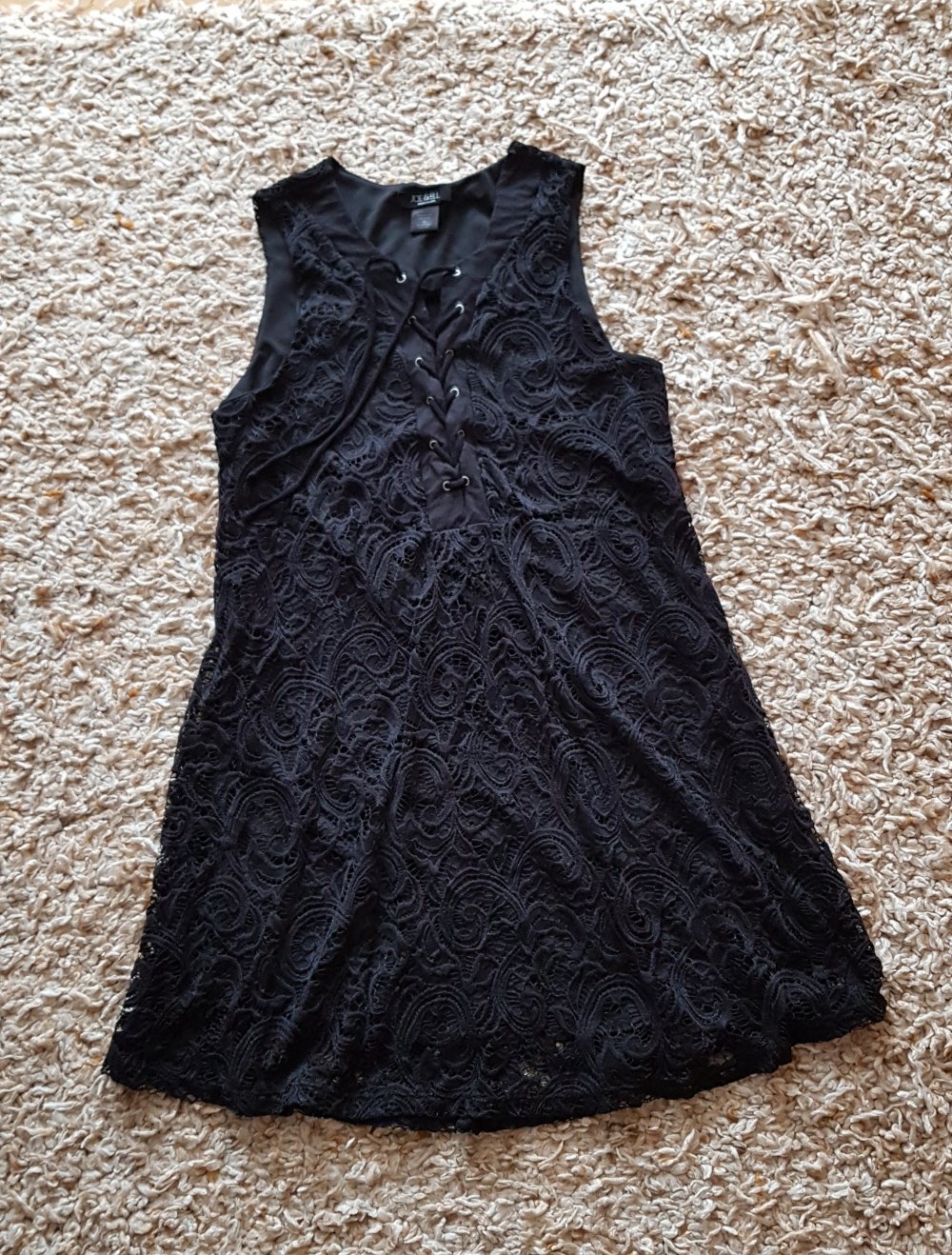 Schwarzes Spitzenkleid Partykleid  A-Linie Schnürung Gr.S