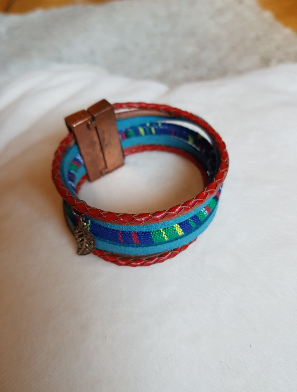 Hippi Boho Ethno Armband Leder mehrreihig bunt