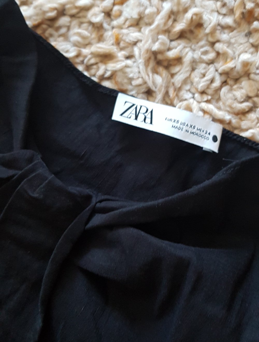 Zara Leinen One Shoulder Bluse Oberteil schwarz Gr.XS