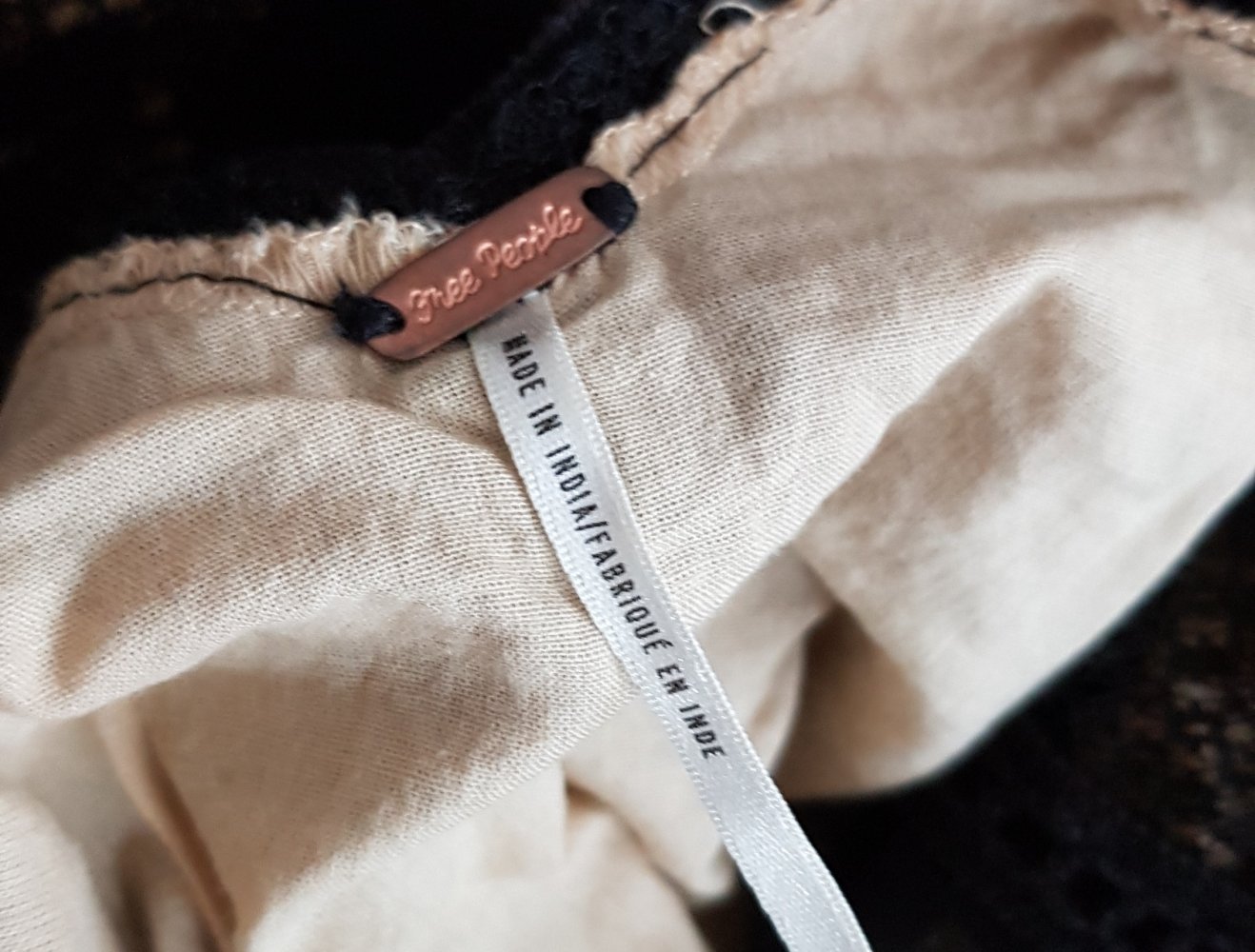 Free People Sommerkleid Stickereien Spitze Volannts Rückenausschnitt Baumwolle schwarz creme Gr.S