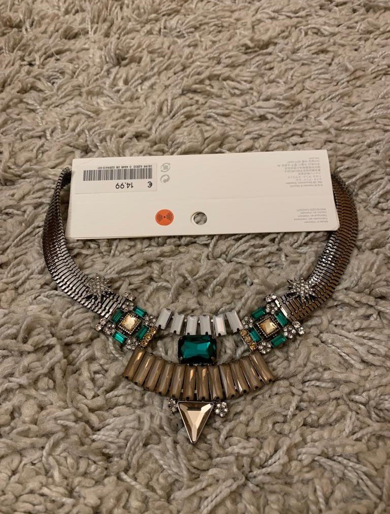Statement Kette silber gold grüne Steine Y2k  neu