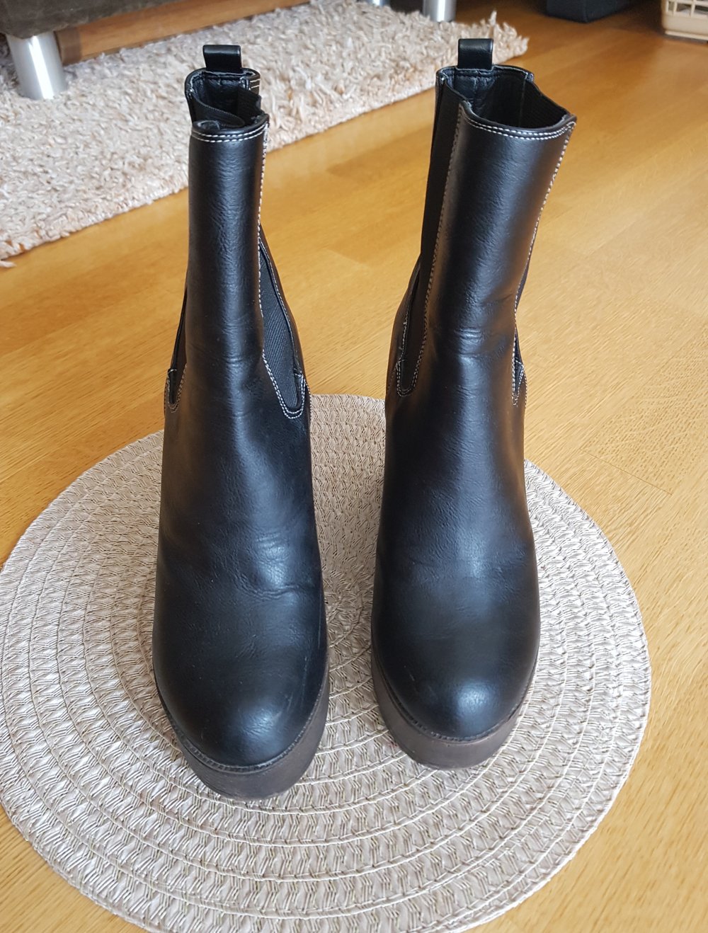 Plateau Stiefel Chelsea Boots schwarz braun Gr.38