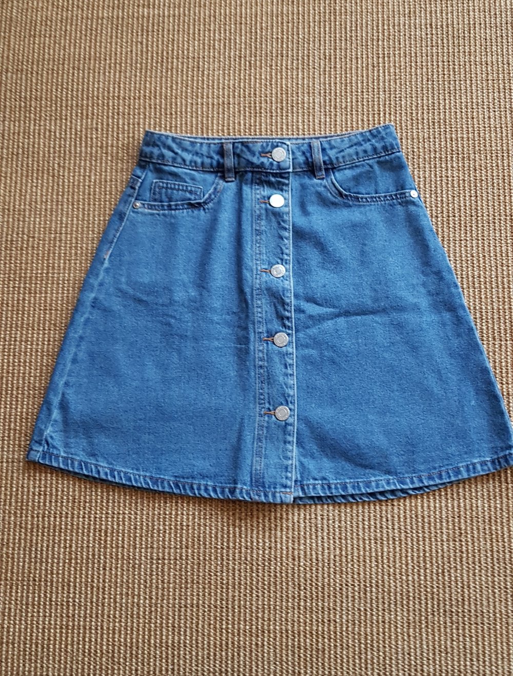 Neu! Blauer Mini Jeans Rock mit Knopfleiste Gr.XS