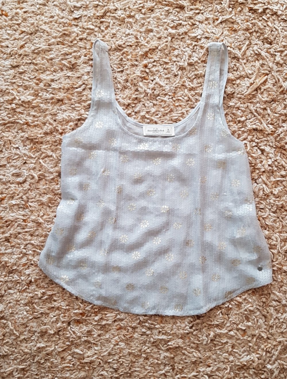A&F  Pailleten Top hellgrau  Silber Gr.M