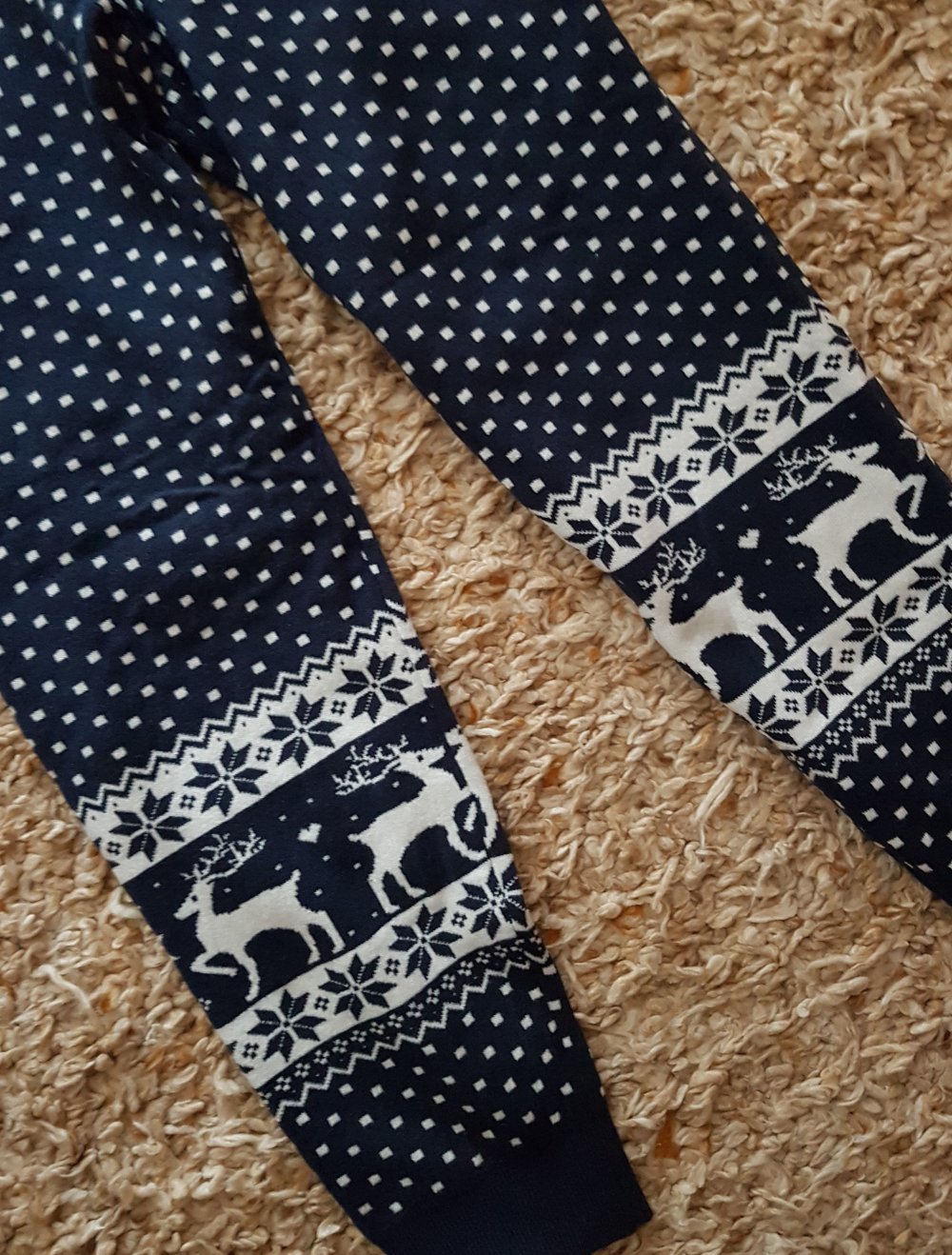 Winter Leggings warm Weihnachtsmotiv dunkelblau/ weiss Gr.XS, neu