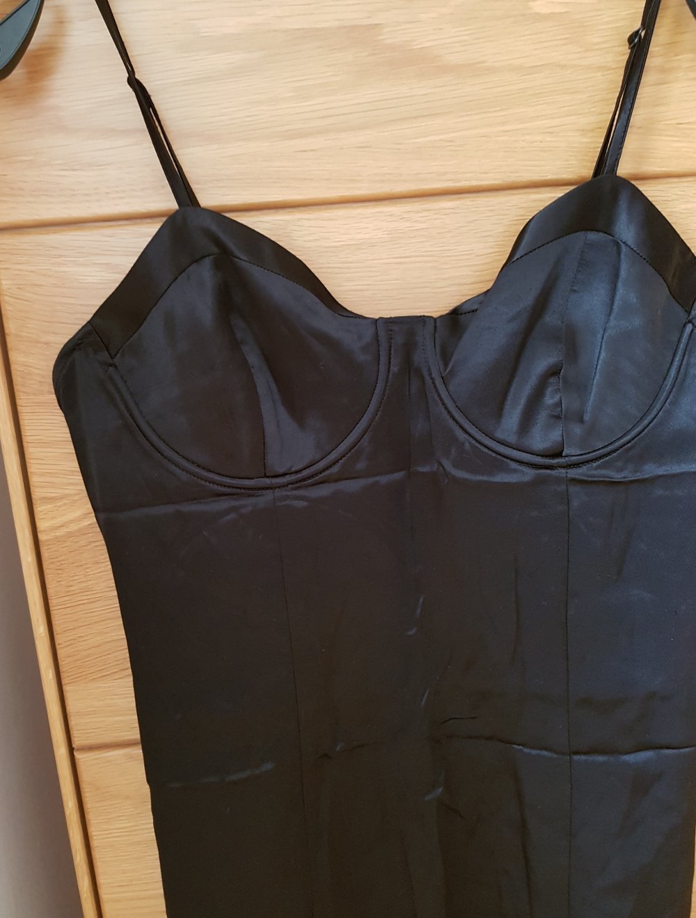 Schwarzes Mini Kleid  Partykleid Satin Gr.M