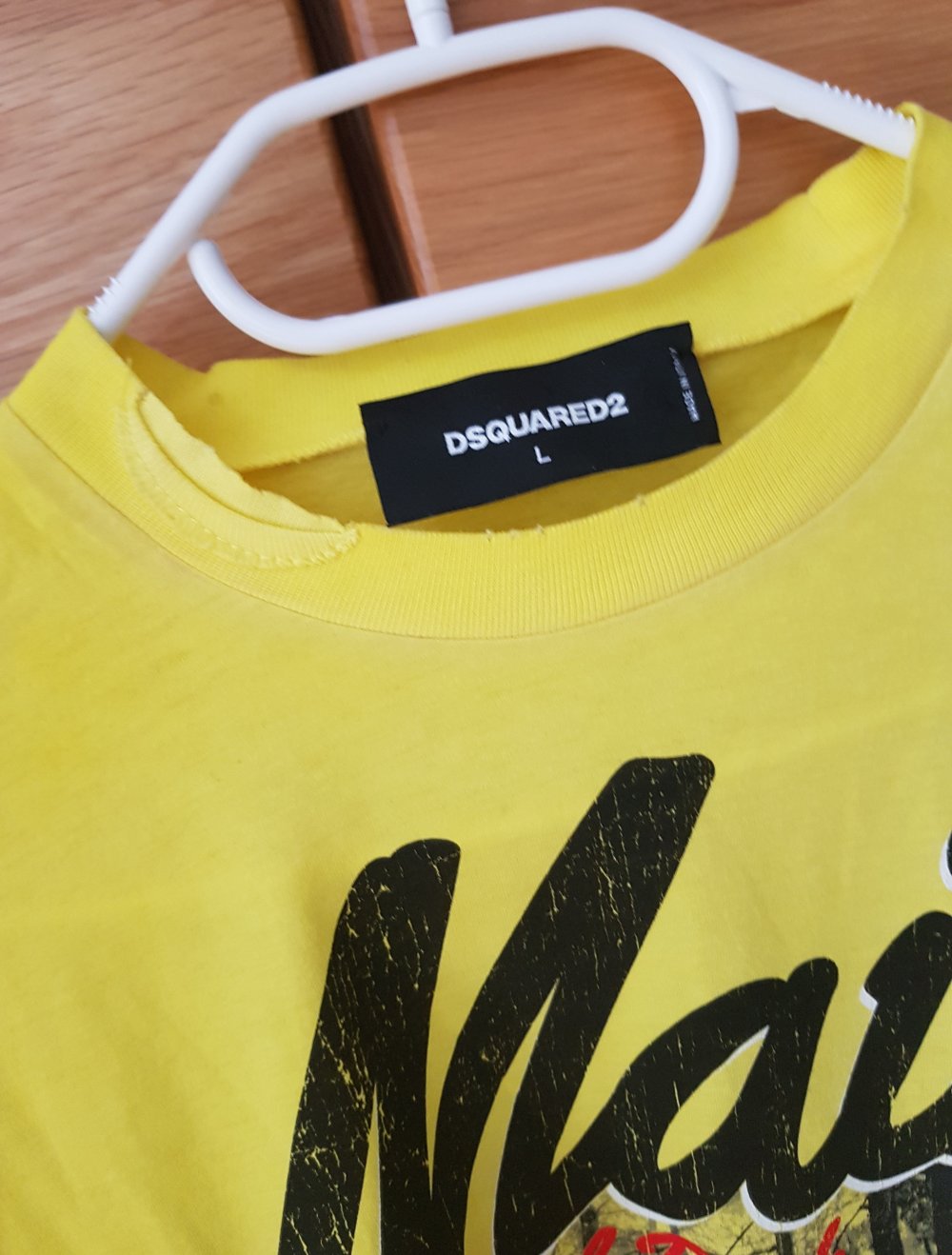 Neu! Dsquared2 Tshirt gelb Used Look Frontal Print Gr.L