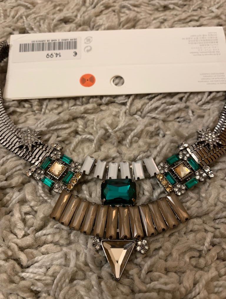Statement Kette silber gold grüne Steine Y2k  neu
